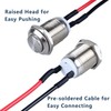 DMWD 2-Pack 12mm Momentary Metal Waterproof Push Button Switch Raised