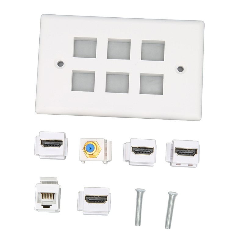 Wall Plate 6 Ports HD Multimedia Interface CAT6 TV F