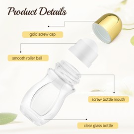 6 Pack Glass Roll On Bottles Empty Deodorant Roller Bottles Refillable Essential Oil Roller Bottles Perfume Sample Bottles Travel DIY Deodorant Containers (30ml/1oz)