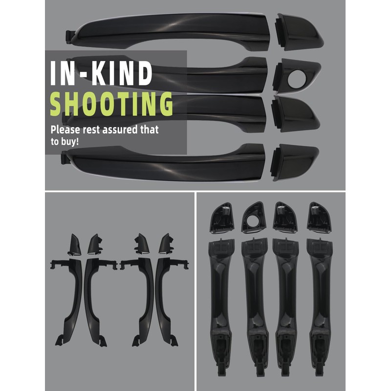 4PCS Black Exterior Door Handle Front Rear Left Driver Right