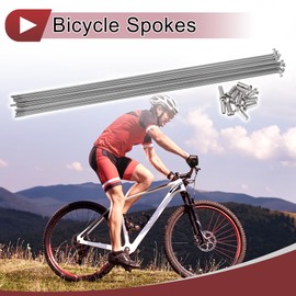 A ABSOPRO 12 Set 14G Bicycle Spokes 295mm Bike Wheel Spokes 304 Stainless Steel Silver Tone