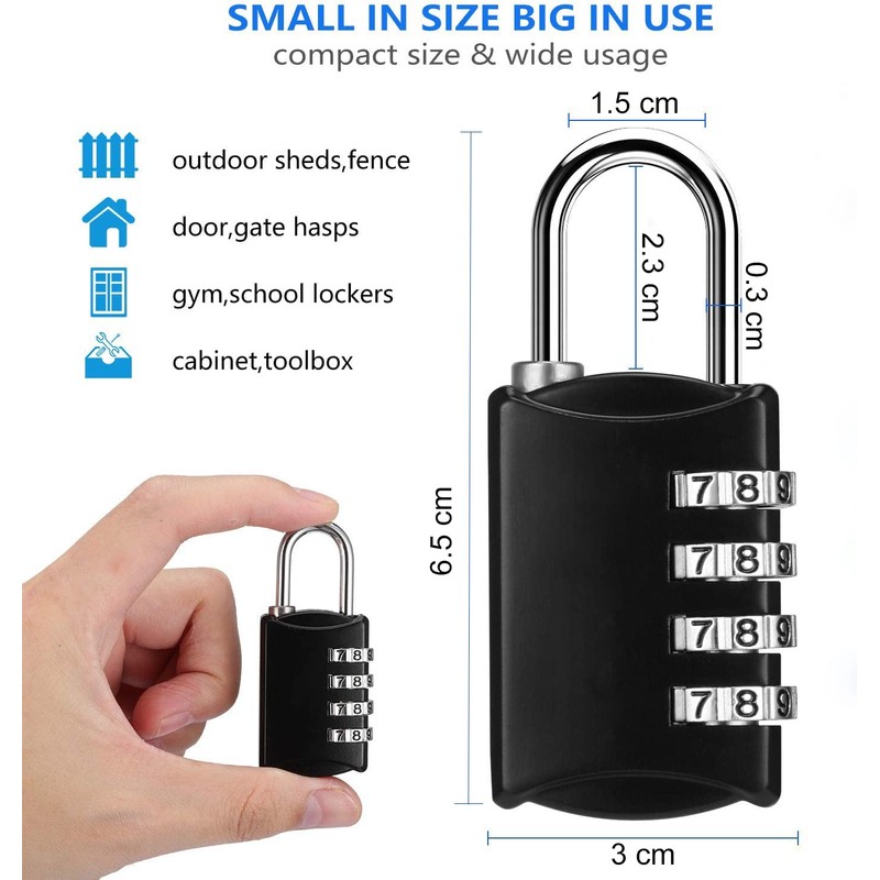DAYGOS Combination Padlock, 4 Digit Small Lock for School Gym