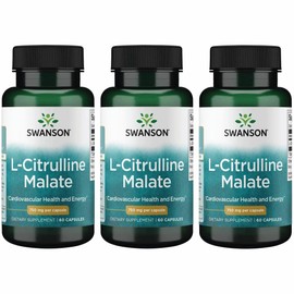 Swanson L-Citrulline Malate - Amino Acid Supplement Promoting Energy Production & Healthy Blood Circulation - Natural Formula Supporting Overall Wellness - (60 Capsules, 750mg Each) (3 Pack)