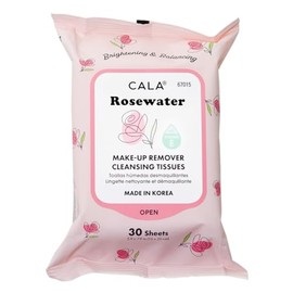 CALA - toallitas desmaquillantes con agua de rosas (paquete con 30 toallitas)
