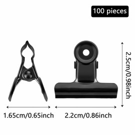 Bulldog Clips, Multi-function Metal Clips, 22 mm, Letter Clips, Metal, File Paper Money Clips, Stainless Steel Binder Clips for Photos (Black, 100 Pieces)