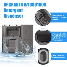 UPGRADED W10861000 Dishwasher Detergent Dispenser Compatible With Whirlpool Kitchenaid Maytag Dishwasher Detergent Dispenser Replacement Parts W10620296 W10620298 WDT730PAHZ0 Soap Dishwasher Dispenser