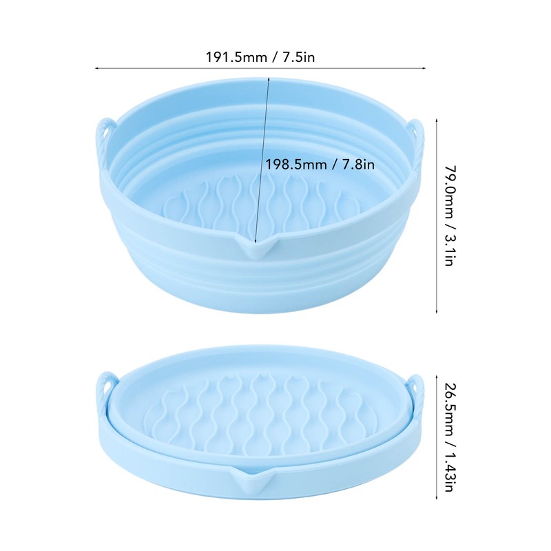 Silicone Air Cooker Pot Round Folded Blue Fryer Liner Tray