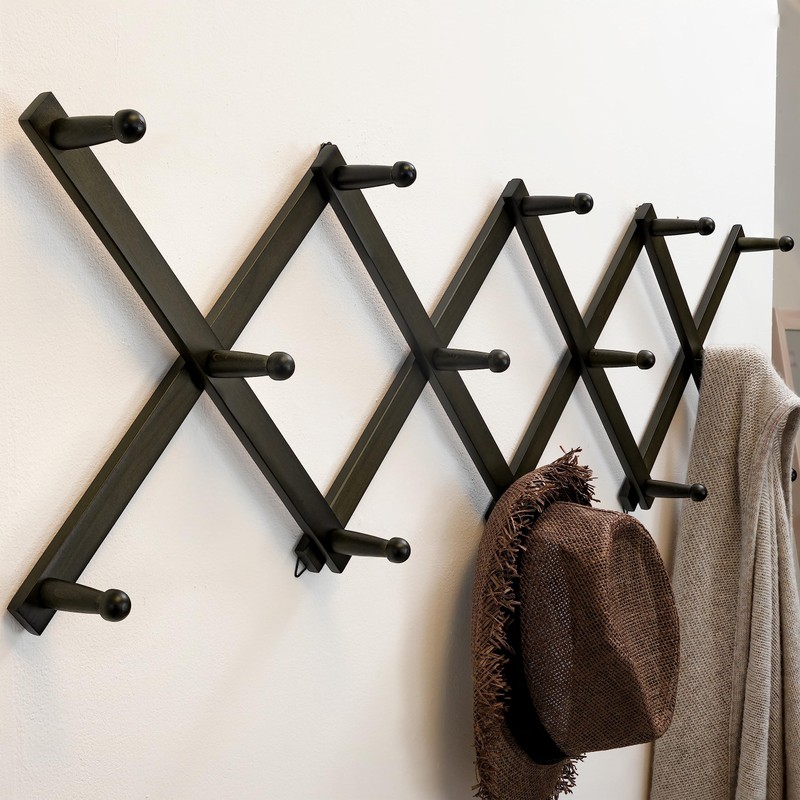 SKOLOO Hat Rack for Wall with 14 Hooks, Solid Wooden,