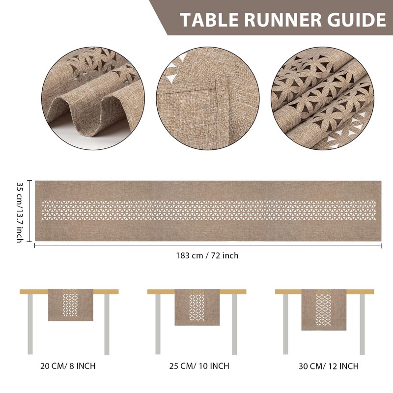 BAZIOE Linen Table Runner Beige Modern Table Runner Washable Table