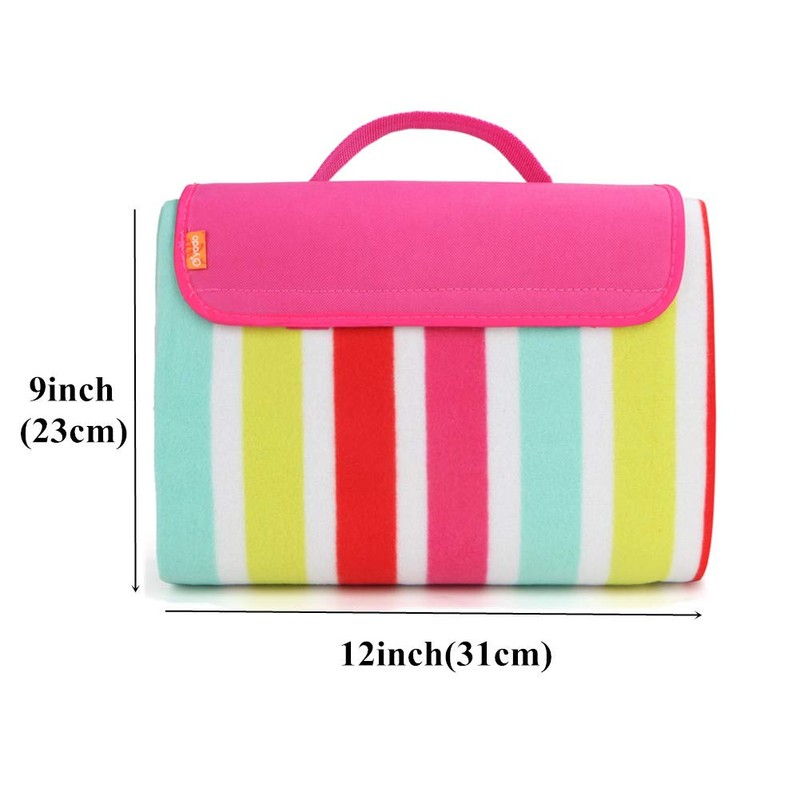 Yodo Outdoor Picnic Blanket Water-Resistant for Camping Hiking Festivals,Rose Stripe