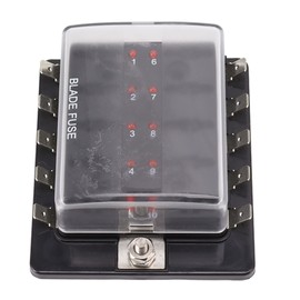 DC32V Car Fuse Box ATC ATO Waterproof Blade Fuse Block with LED Indicator for Automobiles and Ships 10 Way