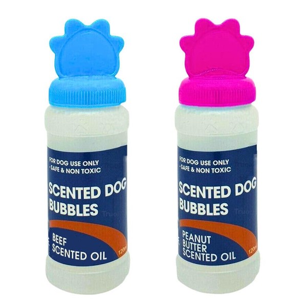 Truoli Pack of 2 Scented Dog Bubbles, Beef and Peanut