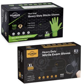 TitanFlex Disposable Heavy-Duty Nitrile Gloves, XL, Box of 100, Disposable Gloves, Mechanic Gloves, Latex Free Gloves, Food Safe