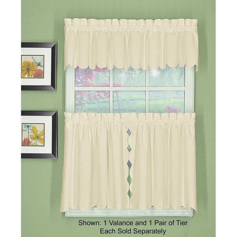 Today's Curtain, Orleans Scallop Curtain, Ecru Valance, 60" W x