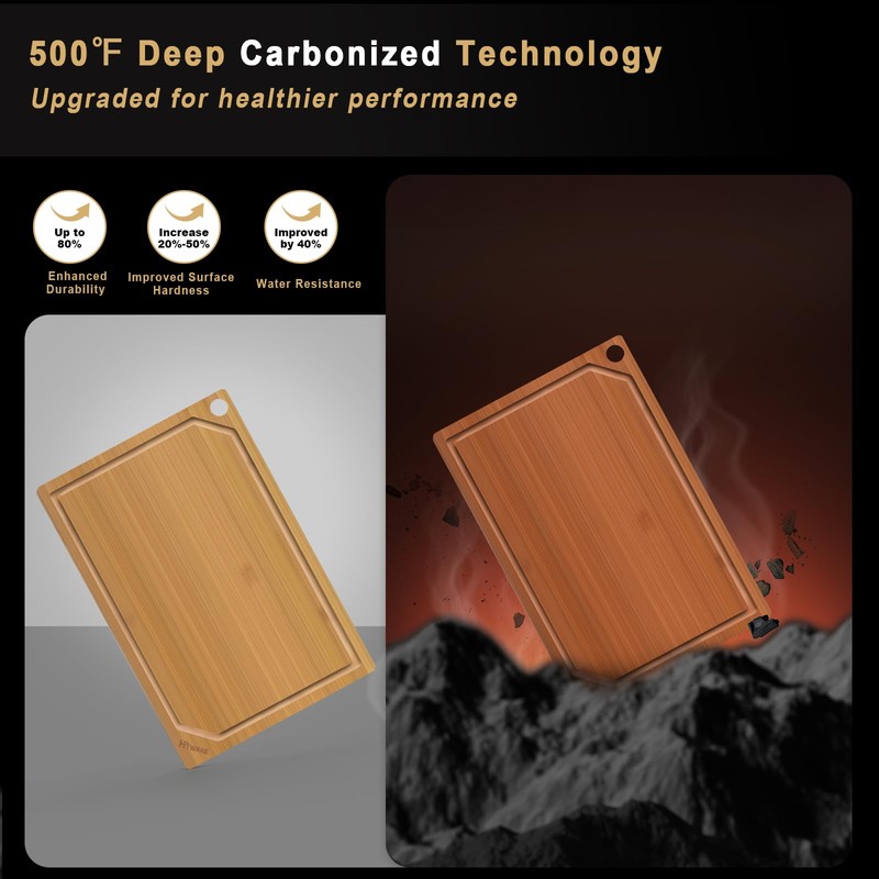 Hiware 4 Pieces Extra Large Wooden Cutting Boards Set- Bamboo