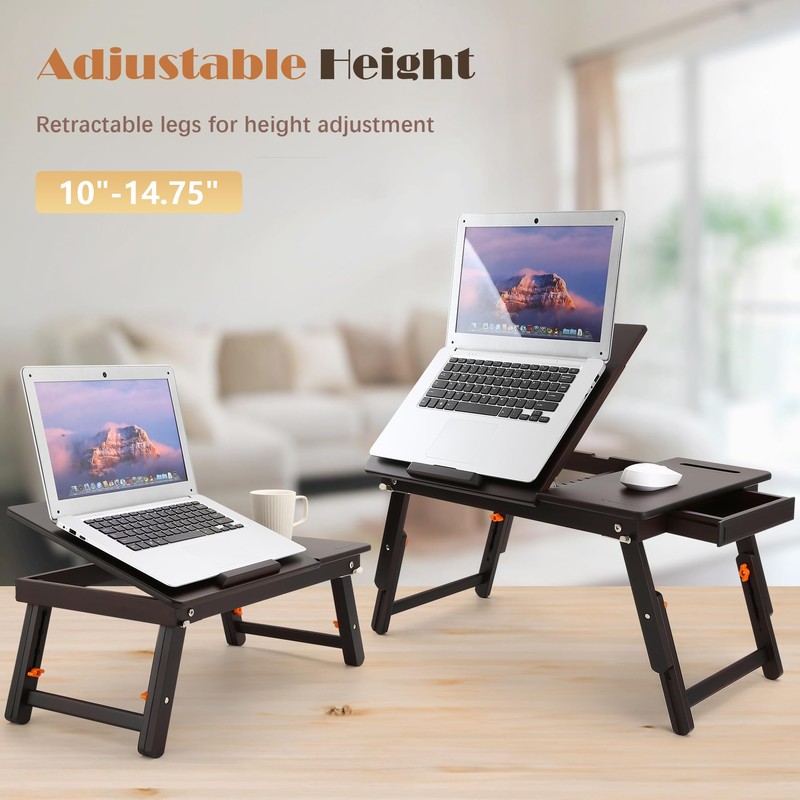 Laptop Desk for Bed with Fan Nnewvante 7 Angles &