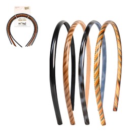 Conair Scunci by Conair Effortless Beauty Skinny headband -plastic Headbands for Women and Men - hair accessories for women - Neutral Colors - 4 Count