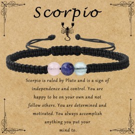 GolbalJew Scorpio Zodiac Bracelets for Women Healing Crystal Stone Beads Bracelet Birthday Zodiac Gifts Horoscope Spiritual Bracelet