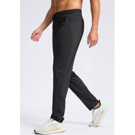 G Gradual Men's 30"/32"/34"/36" Inseam Tall Sweatpants with Zipper Pockets Stretch Long Joggers Athletic Workout Pants Men(Black,32-L)
