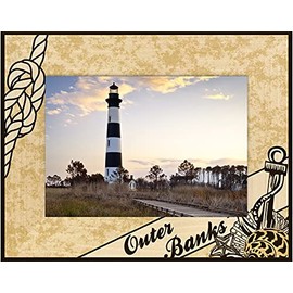 Outer Banks North Carolina with Anchor Laser Engraved Wood Picture Frame (5 x 7)