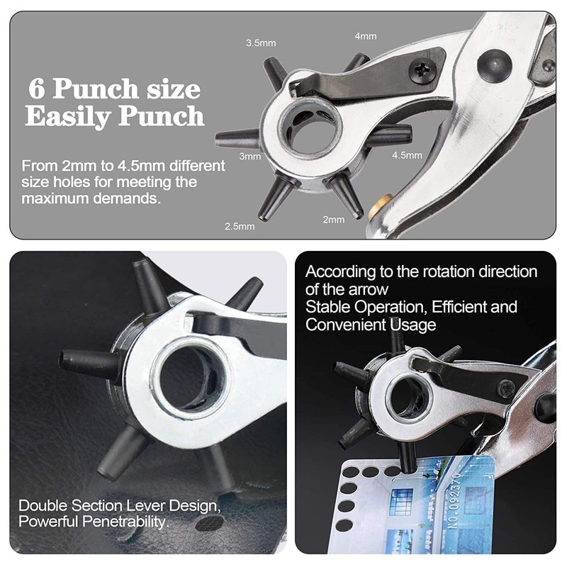 LEDON Leather Hole Punch, 23cm Belt Hole Puncher for Leather