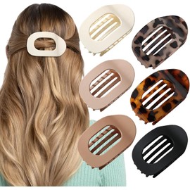 Flat Hair Clips for Women, 6 PCS Ergonomic Curved Hair Claw Clips, Flat Claw Clips for Lying, Driving, Matte Strong Hold Duckbill Hair Clips for Thin/Thick Hair, Hair Accessories for Women Girls