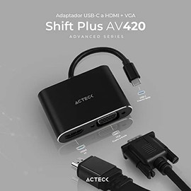 Adaptador USB Tipo C a HDMI  VGA Shift Plus AV420  Para Video Hasta 4k Macho a HembraHembra Negro Advanced Series