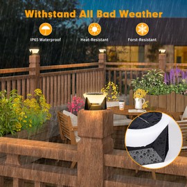 PAKEDANDUN Fence Lights Solar Powered, Outdoor Post Lighting, Warm White Led Deck Light, 4x4 Waterproof LED Outside Lamp for 5x5 6x6 Vinyl Posts Caps, Yard, Patio, Mailbox, Pillar