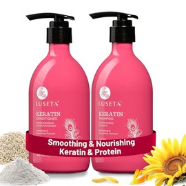 Luseta Keratin Shampoo and Conditioner for Color Treated Damaged & Dry Hair, Keratin Hair Treatment for Smoothing, Nourishing & Strengthening, Color Safe, Free of Sulfates and Gluten 2 X 16.9Oz