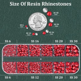 Resin Rhinestones for Crafting with B7000 Jewelry Glue, 1 Box Red Flatback Crystals with 3Pcs 10ml Glue for Bedazzling Crafts DIY Nail Art Makeup，Non Hotfix Gems for Clothing Shoes