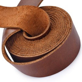 Leather Strap 1 Inches Wide Flat Leather Straps for Crafts, Full Grain Oil Tan Leather Strips for Crafts, Tooling, Belt, Garden Tools (1.6mmThick 72 Inches Long Light Brown_Smooth Surface)