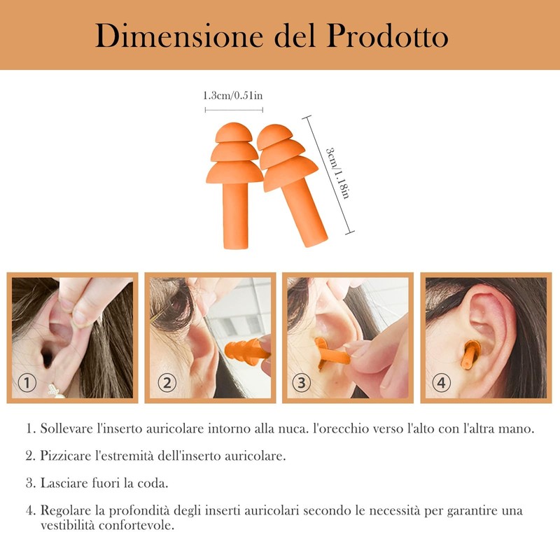 10 Paar Ohrstöpsel, Ohrstöpsel zum Schlafen in 10 Farben, Ohrstöpsel