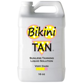 BIKINI TAN – VERY DARK - Spray Tan Solution - 16 oz - Sunless Self Tanning Liquid for Airbrush or HVLP System + INCLUDES: Applicator Mitt, Application Gloves, Best Fake Tanner Lotion Mousse Sample