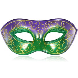 MYSEUNI Carnival Mask for Men - Gold Green Purple Venetian Masquerade Mask Adjustable Headband for Mardi Gras, Costume Balls