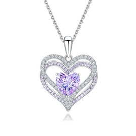 CAIDIKA June Birthstone Alexandrite Pendant 925 Sterling Silver Heart Necklace for Mom Women's Mother's Day Jewelry