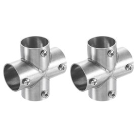 sourcing map 2Pcs 4-Way Cross Pipe Fitting Connector, Fit 1 Inch(25mm) OD Pipe Stainless Steel Structural Pipe Connector Chain Link Fence Clamp