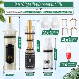 Hohean 5 Pack Faucet Cartridge Replacement Compatible with Moen 1225 1225B, Moen 1224 and 1222, Shower Cartridge Replacement Kit for Kitchen and Bathroom Faucet, Showers, Valve