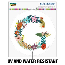 Letter G Floral Monogram Initial Automotive Car Window Locker Circle Bumper Sticker