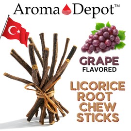 Aroma Depot Grape Flavored Licorice Root Chew Sticks - 16 oz. for Oral Health, 100% Pure Natural, 6.5-7 inches Long