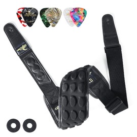 BigDeer Black guitar strap for Heavy Bass and Guitars with 3.35" Wide 3D Sponge Filling & Neoprene Material Decompression Adjustable Length from 45" to 55"