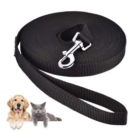 5M/16FT Heavy Duty Nylon Dog Training Lead – Long Reflective Leash for Enhanced Control & Large Dogs, Durable Puppy Lead with Secure Lock | Black