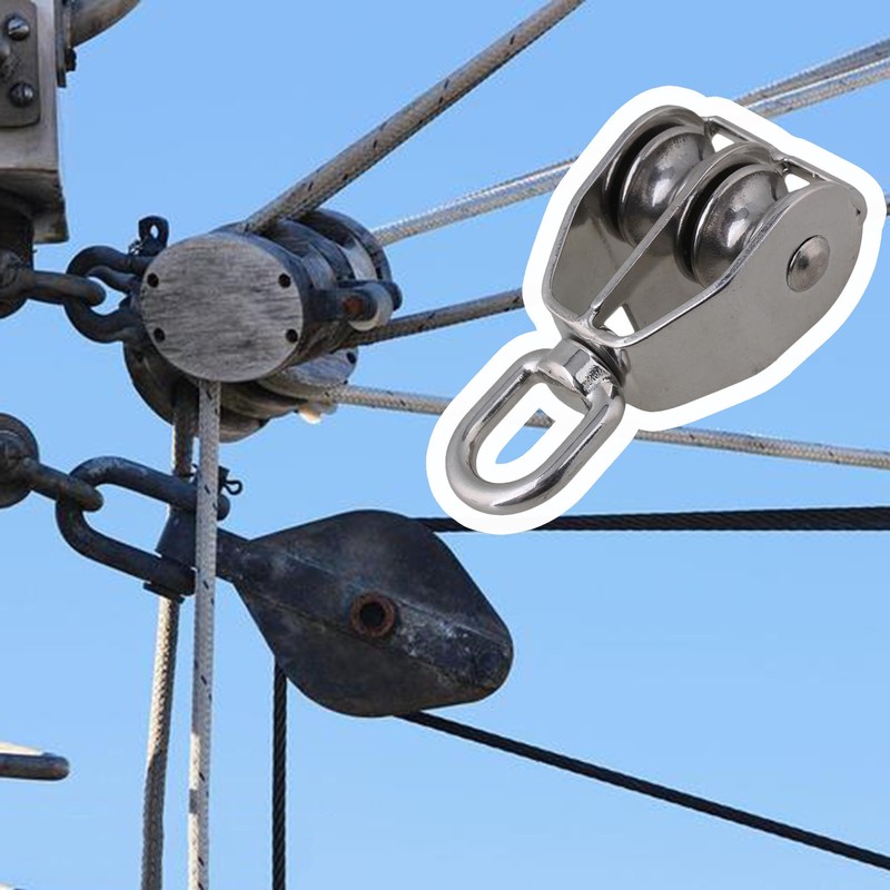 CNBTR M25 Silver 304 Stainless Steel 25mm Swivel Double Pulley