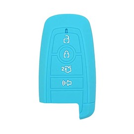 SEGADEN Silicone Cover Protector Case Holder Skin Jacket Compatible with FORD Fusion 4 Button Smart Remote Key Fob CV2717 Light Blue