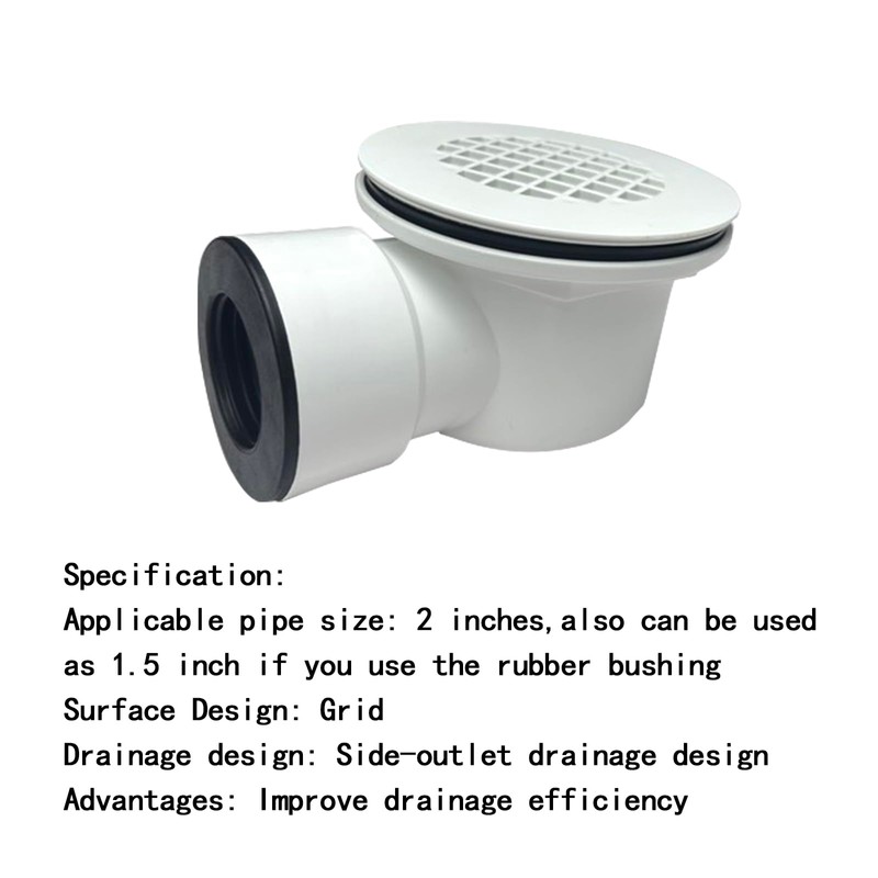 Low Profile Shower Drain Assembly with Perforated Strainer, 1.5" Side