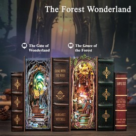 【The Grace of The Forest】CUTEBEE Book Nook Kit - DIY Miniature House Dollhouse Kit for Adults, Teens, 3D Wooden Puzzle Unicorn Bookshelf Insert Decor, Christmas Birthday Gifts for Family, Friends:_2KITS(HY01+HY02)