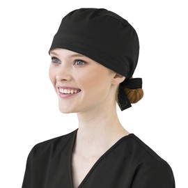 WonderWink WonderWink Unisex Tie Back Scrub Cap, Black, One Size