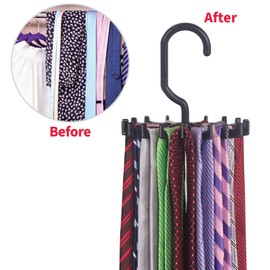 4 Pack Tie Rack Hanger Holder Hooks Organizer for Mens, 360 Degree Rotating Tie Racks, Black