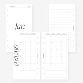 MAY PAPER CO. 2025 Personal Monthly Planner Refill, Month on Two Pages for Filofax Personal, LV MM 6 ringed agendas (Monthly Classic (Monday Start) (Separable Months))