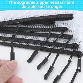 YOPCDJ 24pcs Mesh Zipper Pouch Bags, A5 9.4 x 6.9 Inches Reusable Zipper Bags Puzzle Storage Organizer Black Multipurpose for Travel Board Games Toys Office Supplies and Classroom Organization