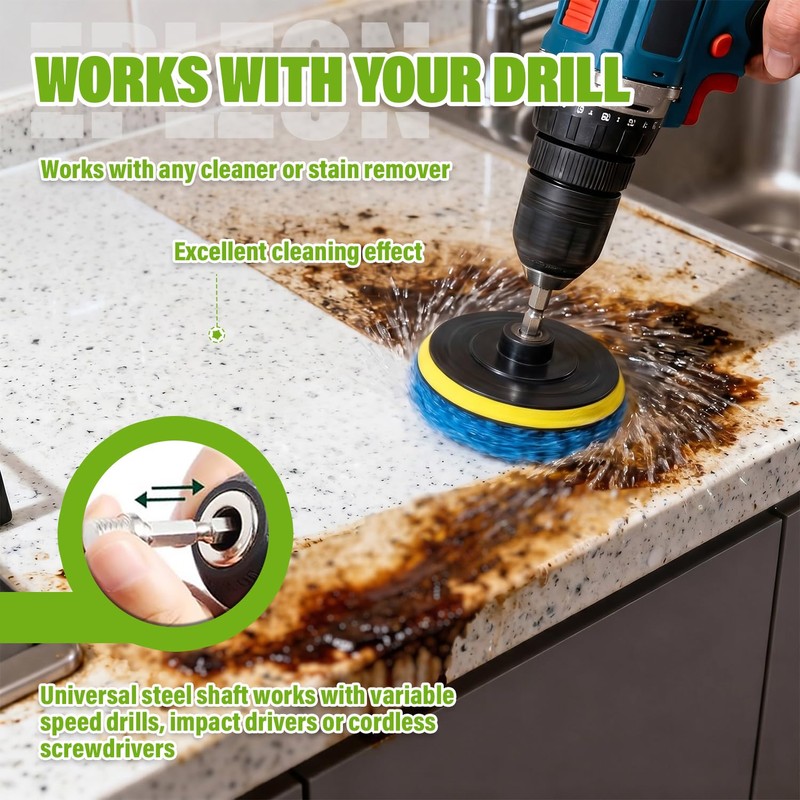 4 Inch Drill Brush Scrub Pads Cleaning Kit, 5X Faster